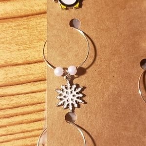 New Winter Themed beverage/wine charms Set of 6